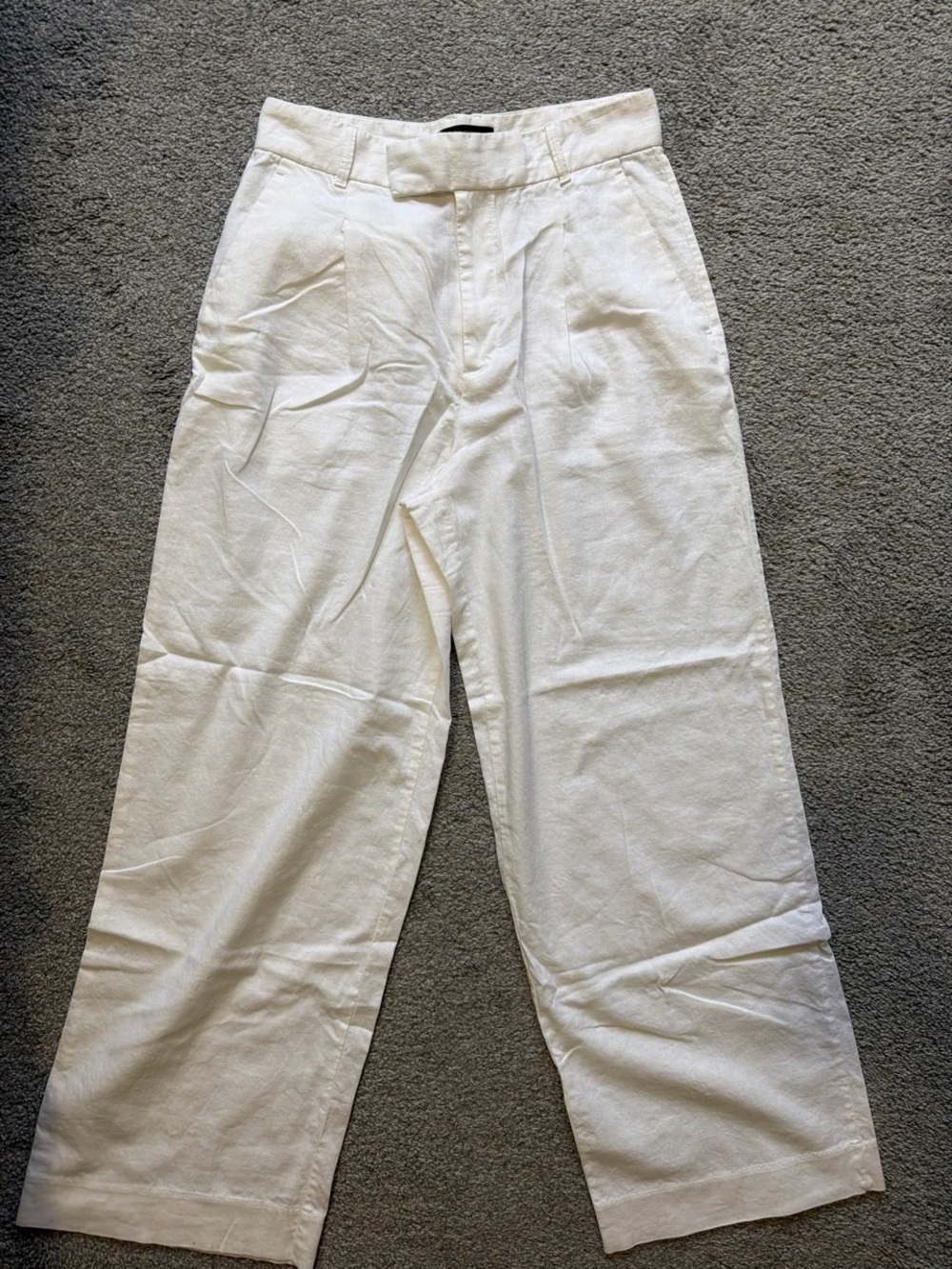 Banana Republic White Wide-Leg Linen-Blend Chinos